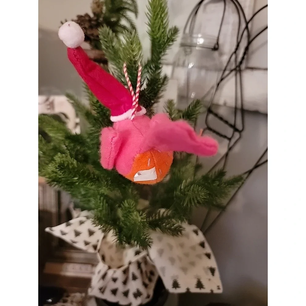 Wondershop Christmas 2015 Holiday Felt Pink& Orange Bird Ornament  Red Santa Hat